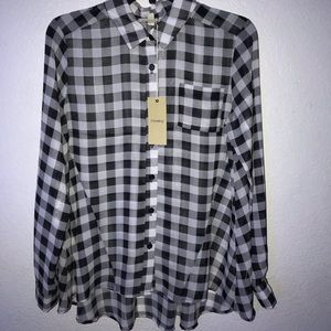 Freeway black & white plaid blouse